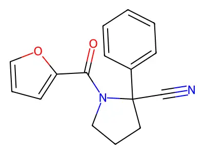 1-(Furan-2-carbonyl)-2-phenylpyrrolidine-2-carbonitrile structure