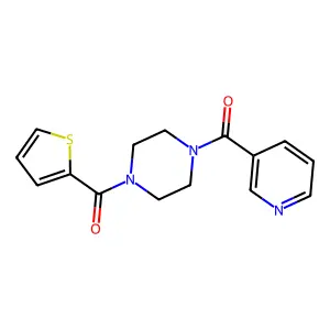 [4-[Oxo(thiophen-2-yl)methyl]-1-piperazinyl]-(3-pyridinyl)methanone structure