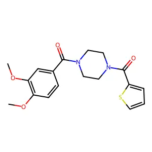 (3,4-Dimethoxy-phenyl)-[4-(thiophene-2-carbonyl)-piperazin-1-yl]-methanone structure