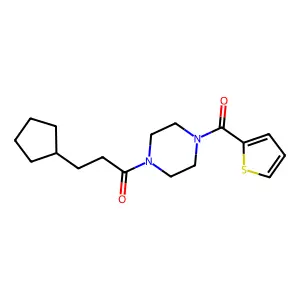 3-Cyclopentyl-1-[4-(thiophene-2-carbonyl)piperazin-1-yl]propan-1-one structure