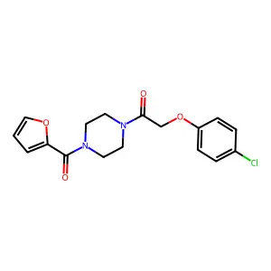 Piperazine, 1-[2-(4-chlorophenoxy)acetyl]-4-(2-furanylcarbonyl)- structure