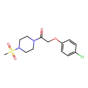 2-(4-Chlorophenoxy)-1-(4-methylsulfonylpiperazin-1-yl)ethanone structure