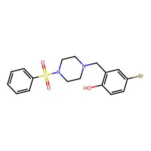 4-Bromo-2-{[4-(phenylsulfonyl)piperazin-1-yl]methyl}phenol structure