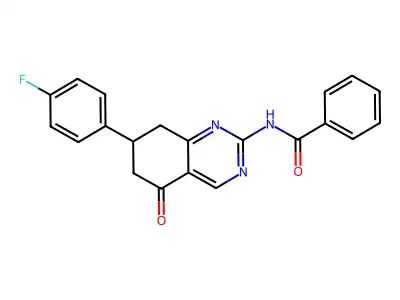 N-[7-(4-fluorophenyl)-5-oxo-5,6,7,8-tetrahydroquinazolin-2-yl]benzamide structure