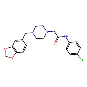 2-[4-(1,3-benzodioxol-5-ylmethyl)piperazin-1-yl]-N-(4-chlorophenyl)acetamide structure