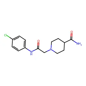 1-{[N-(4-chlorophenyl)carbamoyl]methyl}piperidine-4-carboxamide structure