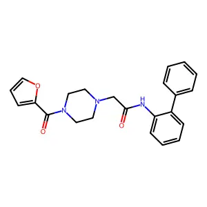 N-(biphenyl-2-yl)-2-[4-(furan-2-ylcarbonyl)piperazin-1-yl]acetamide structure