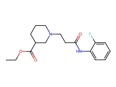 Ethyl 1-[3-(2-fluoroanilino)-3-oxopropyl]-3-piperidinecarboxylate structure