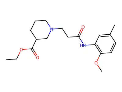 Ethyl 1-[3-(2-methoxy-5-methylanilino)-3-oxopropyl]-3-piperidinecarboxylate structure