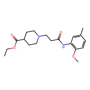 Ethyl 1-[3-(2-methoxy-5-methylanilino)-3-oxopropyl]-4-piperidinecarboxylate structure