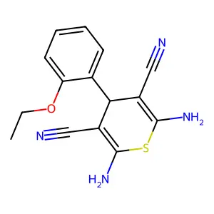 2,6-diamino-4-(2-ethoxyphenyl)-4H-thiopyran-3,5-dicarbonitrile structure