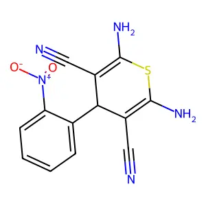 2,6-diamino-4-(2-nitrophenyl)-4H-thiopyran-3,5-dicarbonitrile structure