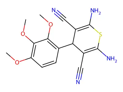 2,6-diamino-4-(2,3,4-trimethoxyphenyl)-4H-thiopyran-3,5-dicarbonitrile structure