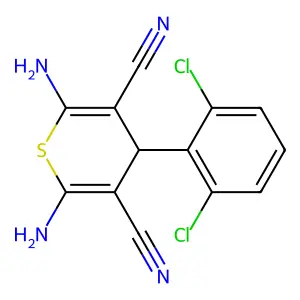 2,6-diamino-4-(2,6-dichlorophenyl)-4H-thiopyran-3,5-dicarbonitrile structure