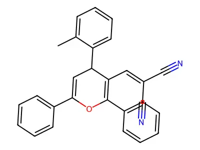 2-[[4-(2-methylphenyl)-2,6-diphenyl-4H-pyran-3-yl]methylidene]propanedinitrile structure