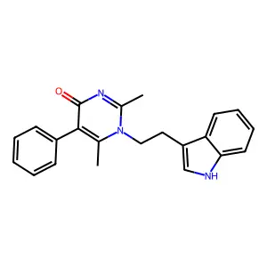 1-[2-(1H-indol-3-yl)ethyl]-2,6-dimethyl-5-phenylpyrimidin-4-one structure