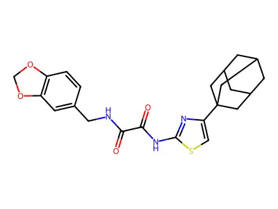 N'-[4-(1-adamantyl)-1,3-thiazol-2-yl]-N-(1,3-benzodioxol-5-ylmethyl)oxamide structure