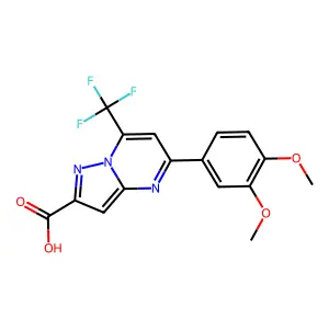 5-(3,4-dimethoxyphenyl)-7-(trifluoromethyl)pyrazolo[1,5-a]pyrimidine-2-carboxylic acid structure