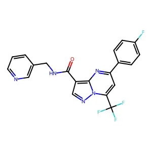 5-(4-fluorophenyl)-N-(pyridin-3-ylmethyl)-7-(trifluoromethyl)pyrazolo[1,5-a]pyrimidine-3-carboxamide structure