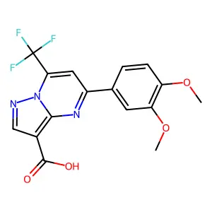 5-(3,4-dimethoxyphenyl)-7-(trifluoromethyl)pyrazolo[1,5-a]pyrimidine-3-carboxylic acid structure