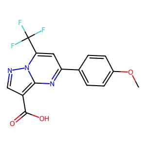 5-(4-methoxyphenyl)-7-(trifluoromethyl)pyrazolo[1,5-a]pyrimidine-3-carboxylic acid structure