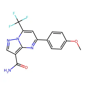 5-(4-Methoxyphenyl)-7-(trifluoromethyl)pyrazolo[1,5-a]pyrimidine-3-carboxamide structure