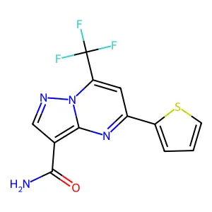 5-(Thiophen-2-yl)-7-(trifluoromethyl)pyrazolo[1,5-a]pyrimidine-3-carboxamide structure