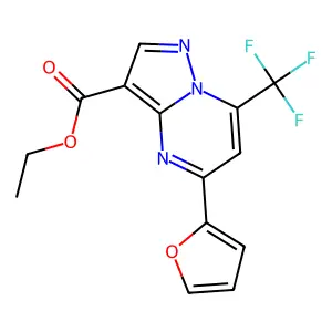 Ethyl 5-(furan-2-yl)-7-(trifluoromethyl)pyrazolo[1,5-a]pyrimidine-3-carboxylate structure