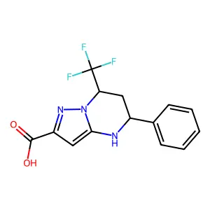5-phenyl-7-(trifluoromethyl)-4,5,6,7-tetrahydropyrazolo[1,5-a]pyrimidine-2-carboxylic acid structure