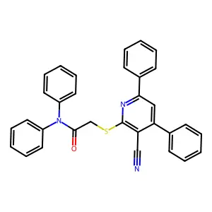 2-((3-Cyano-4,6-diphenylpyridin-2-yl)thio)-N,N-diphenylacetamide structure