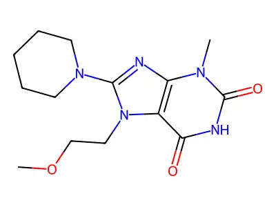 7-(2-methoxyethyl)-3-methyl-8-(piperidin-1-yl)-1H-purine-2,6(3H,7H)-dione structure