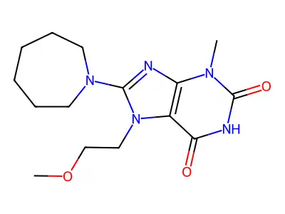 8-(azepan-1-yl)-7-(2-methoxyethyl)-3-methyl-1H-purine-2,6(3H,7H)-dione structure