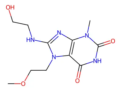 8-((2-hydroxyethyl)amino)-7-(2-methoxyethyl)-3-methyl-1H-purine-2,6(3H,7H)-dione structure
