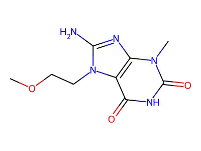 8-amino-7-(2-methoxyethyl)-3-methyl-1H-purine-2,6(3H,7H)-dione structure