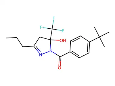 1-(4-tert-butylbenzoyl)-3-propyl-5-(trifluoromethyl)-4,5-dihydro-1H-pyrazol-5-ol structure