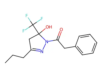 1-[5-hydroxy-3-propyl-5-(trifluoromethyl)-4H-pyrazol-1-yl]-2-phenylethanone structure