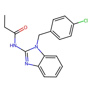 N-[1-[(4-chlorophenyl)methyl]benzimidazol-2-yl]propanamide structure