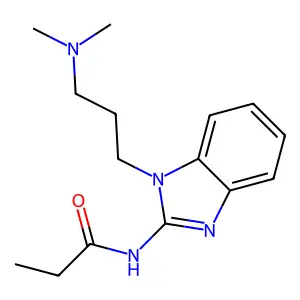 N-[1-[3-(dimethylamino)propyl]benzimidazol-2-yl]propanamide structure