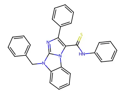 9-benzyl-N,2-diphenyl-9H-imidazo[1,2-a]benzimidazole-3-carbothioamide structure