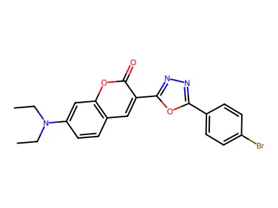 3-[5-(4-bromophenyl)-1,3,4-oxadiazol-2-yl]-7-(diethylamino)-2H-chromen-2-one structure
