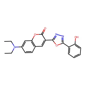 7-(diethylamino)-3-[5-(2-hydroxyphenyl)-1,3,4-oxadiazol-2-yl]-2H-chromen-2-one structure