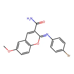 (2Z)-2-[(4-bromophenyl)imino]-6-methoxy-2H-chromene-3-carboxamide structure