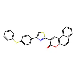 2-{4-[4-(phenylsulfanyl)phenyl]-1,3-thiazol-2-yl}-3H-benzo[f]chromen-3-one structure