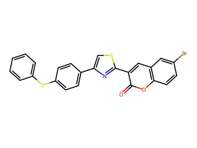 6-Bromo-3-[4-(4-phenylsulfanylphenyl)-1,3-thiazol-2-yl]chromen-2-one structure