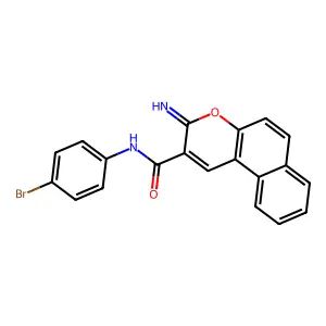 N-(4-bromophenyl)-3-iminobenzo[f]chromene-2-carboxamide structure