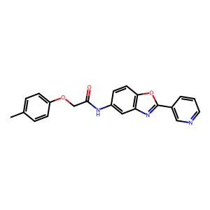 2-(4-methylphenoxy)-N-(2-pyridin-3-yl-1,3-benzoxazol-5-yl)acetamide structure