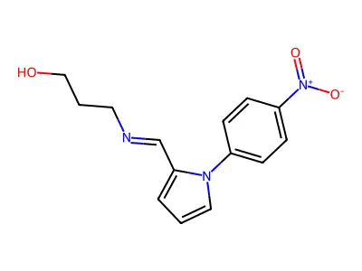 3-({(E)-[1-(4-nitrophenyl)-1H-pyrrol-2-yl]methylidene}amino)propan-1-ol structure
