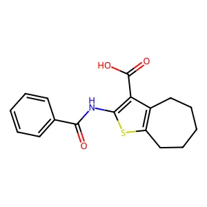 2-benzamido-5,6,7,8-tetrahydro-4H-cyclohepta[b]thiophene-3-carboxylic acid structure