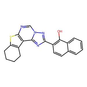 2-(8,9,10,11-tetrahydro[1]benzothieno[3,2-e][1,2,4]triazolo[1,5-c]pyrimidin-2-yl)-1-naphthol structure