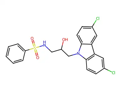 N-[3-(3,6-Dichlorocarbazol-9-YL)-2-hydroxy-propyl]benzenesulfonamide structure
